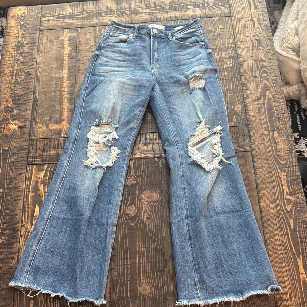 Distressed Blue Jeans